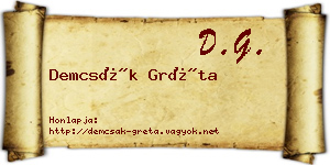 Demcsák Gréta névjegykártya